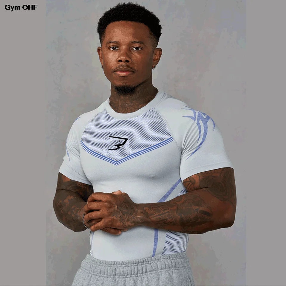 Compression Sport T-shirt Man Running Long Sleeve T Shirt Elastic Fitness Athletic Tee Gym Workout Sportwear Top Sun Protection