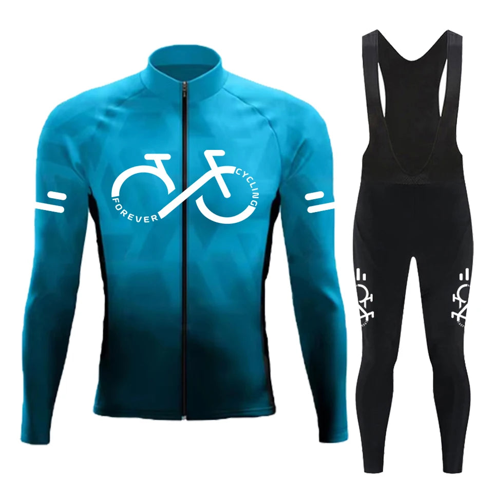 Cycling Jersey Set Summer Long Sleeve Gradient MTB Bike Cycling Clothing Breathable Ropa Ciclismo Men's Road Bicycle Sportswear