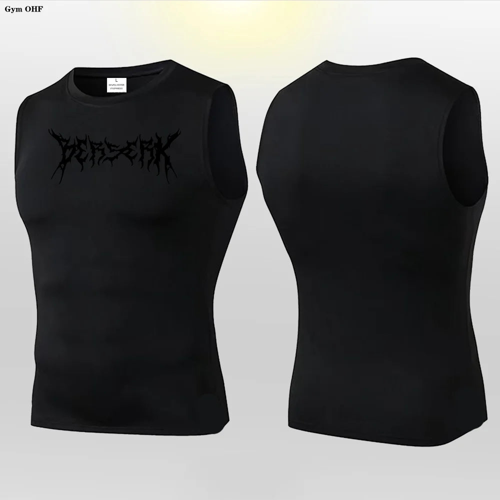 Anime Berserk Guts Print Compression Vest Men Gym Fitness Mens Vest Quick Dry Bodybuilding Tank Top Muscle Sleeveless Shirt