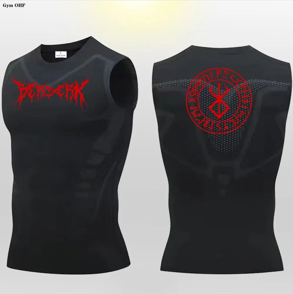 Anime Berserk Guts Print Compression Vest Men Gym Fitness Mens Vest Quick Dry Bodybuilding Tank Top Muscle Sleeveless Shirt