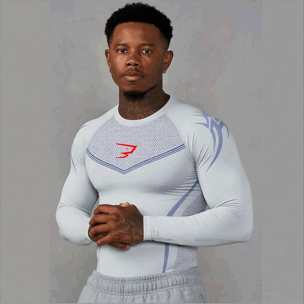Compression Sport T-shirt Man Running Long Sleeve T Shirt Elastic Fitness Athletic Tee Gym Workout Sportwear Top Sun Protection
