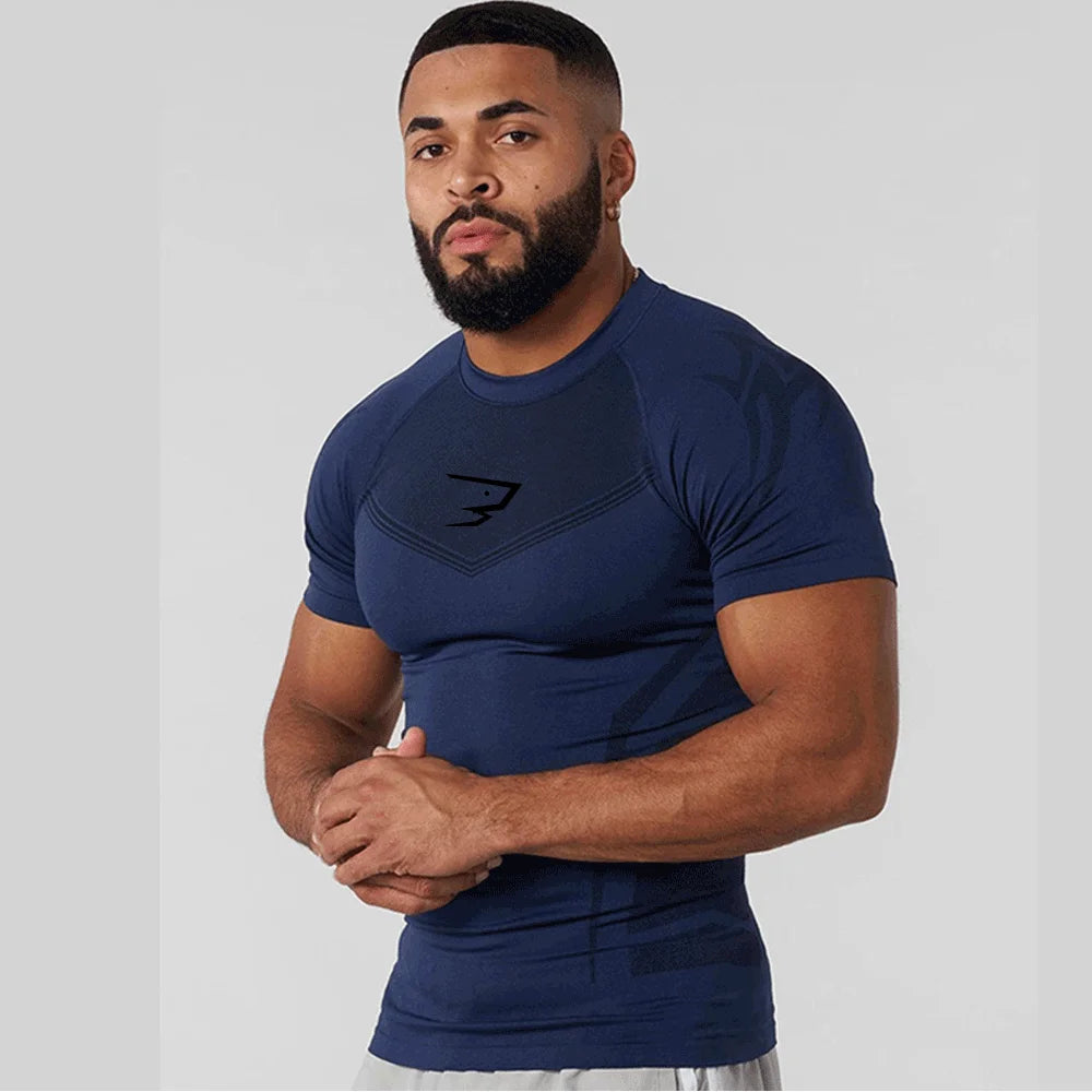 Compression Sport T-shirt Man Running Long Sleeve T Shirt Elastic Fitness Athletic Tee Gym Workout Sportwear Top Sun Protection