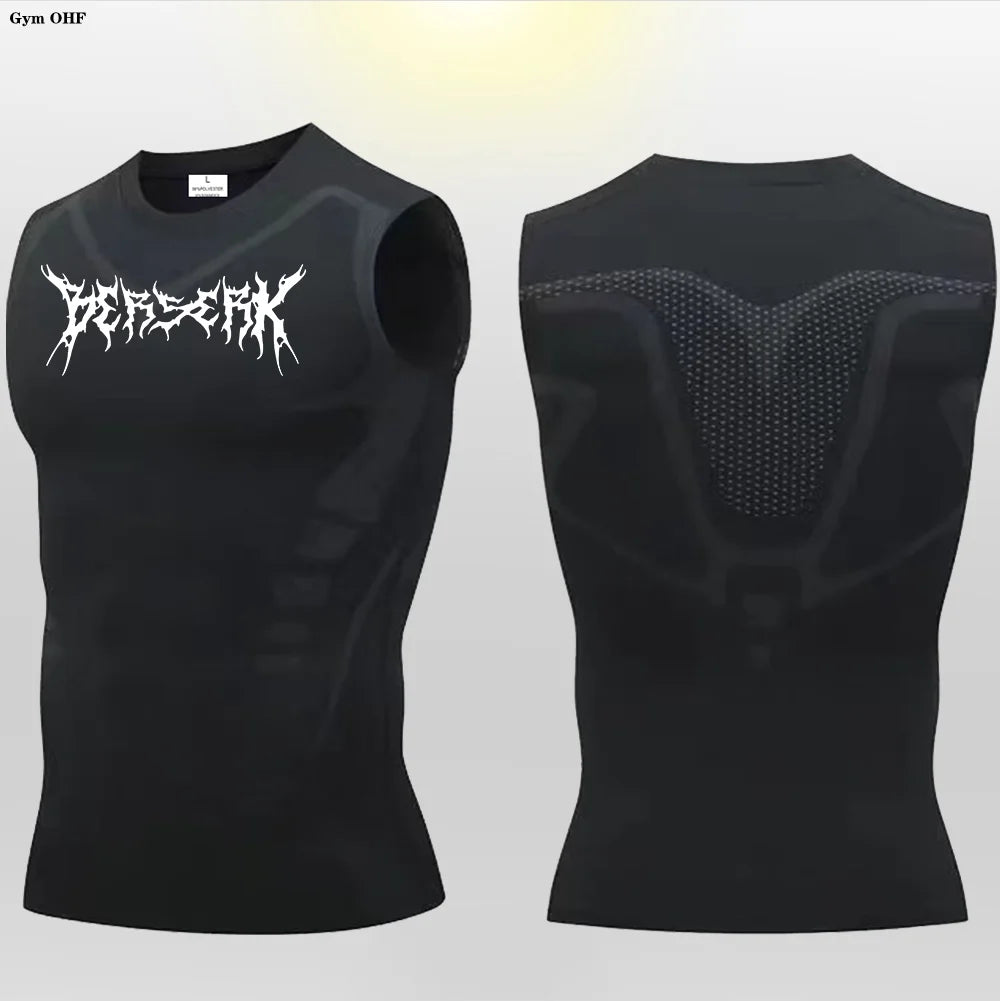 Anime Berserk Guts Print Compression Vest Men Gym Fitness Mens Vest Quick Dry Bodybuilding Tank Top Muscle Sleeveless Shirt