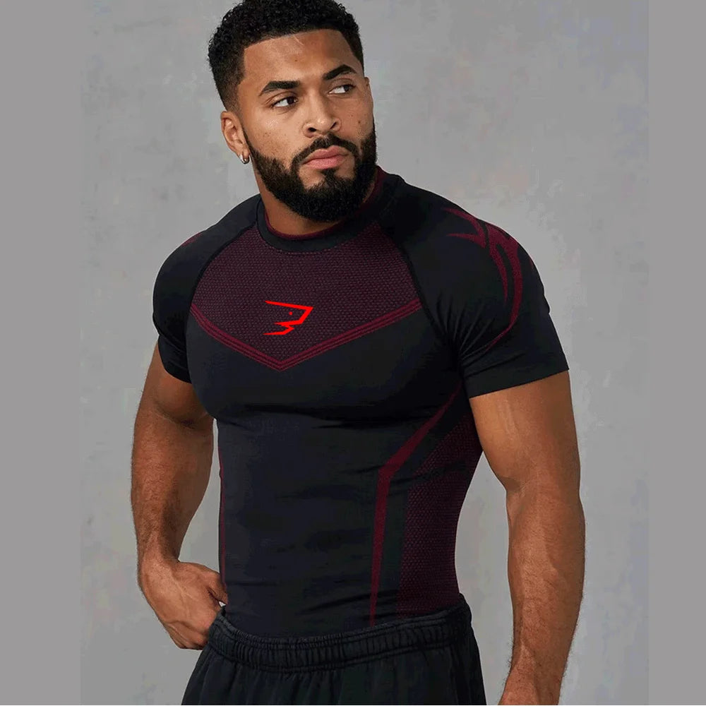 Compression Sport T-shirt Man Running Long Sleeve T Shirt Elastic Fitness Athletic Tee Gym Workout Sportwear Top Sun Protection