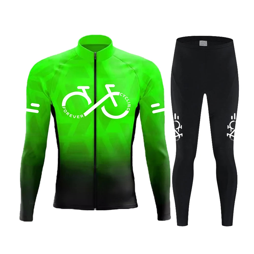 Cycling Jersey Set Summer Long Sleeve Gradient MTB Bike Cycling Clothing Breathable Ropa Ciclismo Men's Road Bicycle Sportswear