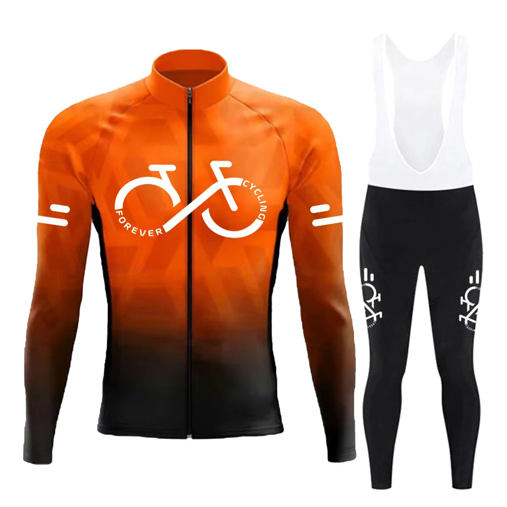 Cycling Jersey Set Summer Long Sleeve Gradient MTB Bike Cycling Clothing Breathable Ropa Ciclismo Men's Road Bicycle Sportswear