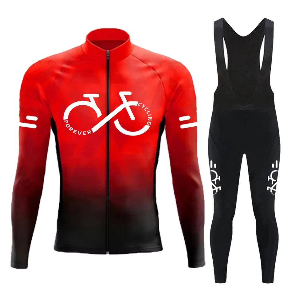 Cycling Jersey Set Summer Long Sleeve Gradient MTB Bike Cycling Clothing Breathable Ropa Ciclismo Men's Road Bicycle Sportswear