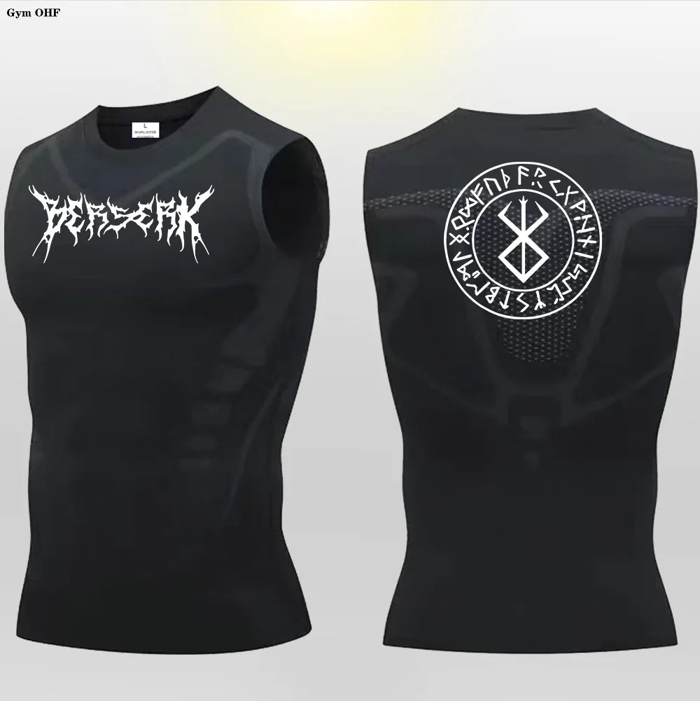 Anime Berserk Guts Print Compression Vest Men Gym Fitness Mens Vest Quick Dry Bodybuilding Tank Top Muscle Sleeveless Shirt