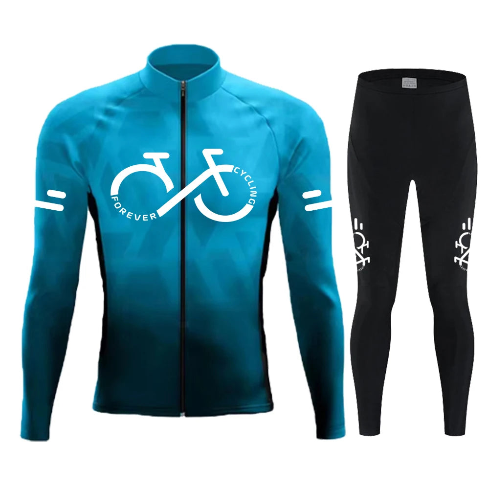 Cycling Jersey Set Summer Long Sleeve Gradient MTB Bike Cycling Clothing Breathable Ropa Ciclismo Men's Road Bicycle Sportswear
