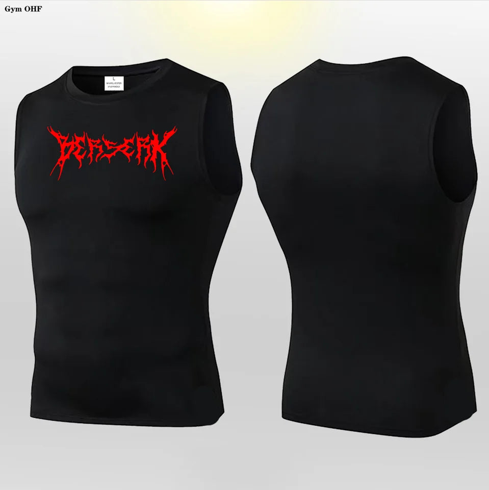 Anime Berserk Guts Print Compression Vest Men Gym Fitness Mens Vest Quick Dry Bodybuilding Tank Top Muscle Sleeveless Shirt