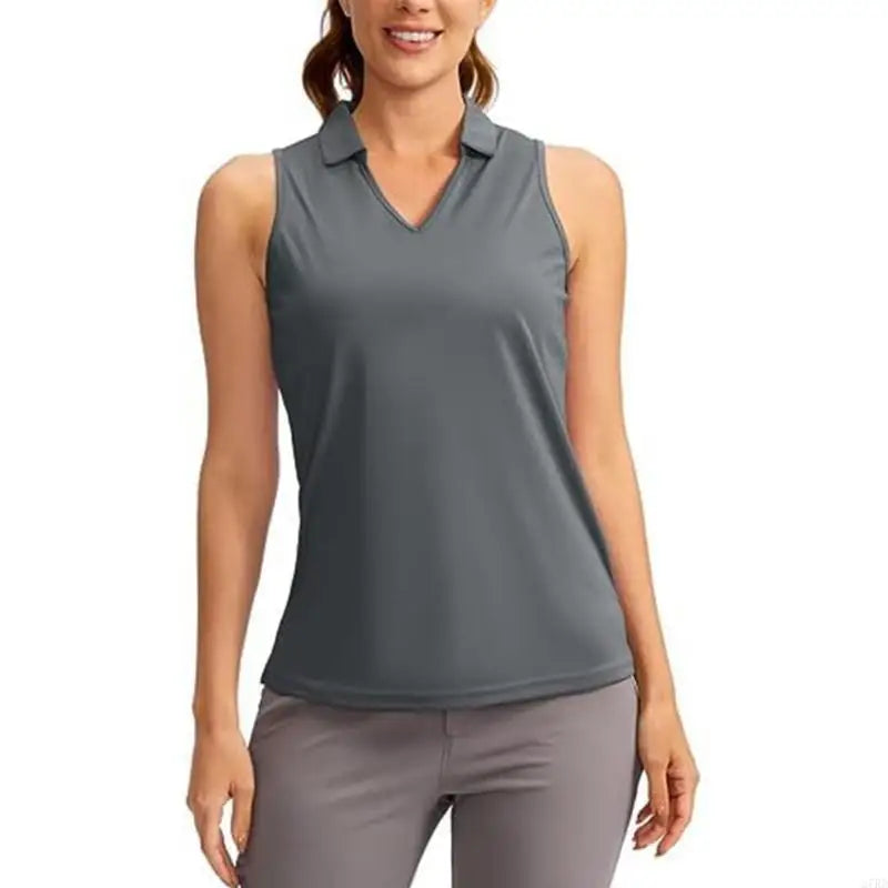 27RD Womens V-Neck T-Shirt Sleeveless Golf Shirt Quick Drying Running Top Tennis Sports Athletic Tanks Top