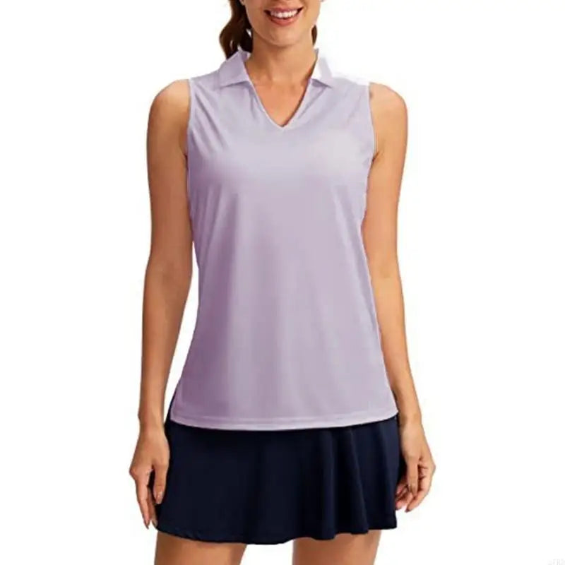 27RD Womens V-Neck T-Shirt Sleeveless Golf Shirt Quick Drying Running Top Tennis Sports Athletic Tanks Top