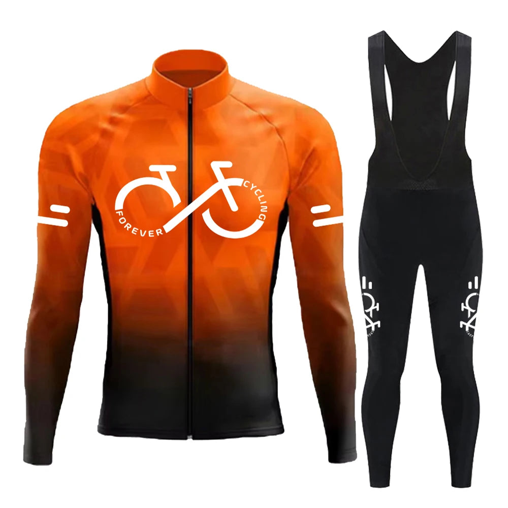 Cycling Jersey Set Summer Long Sleeve Gradient MTB Bike Cycling Clothing Breathable Ropa Ciclismo Men's Road Bicycle Sportswear