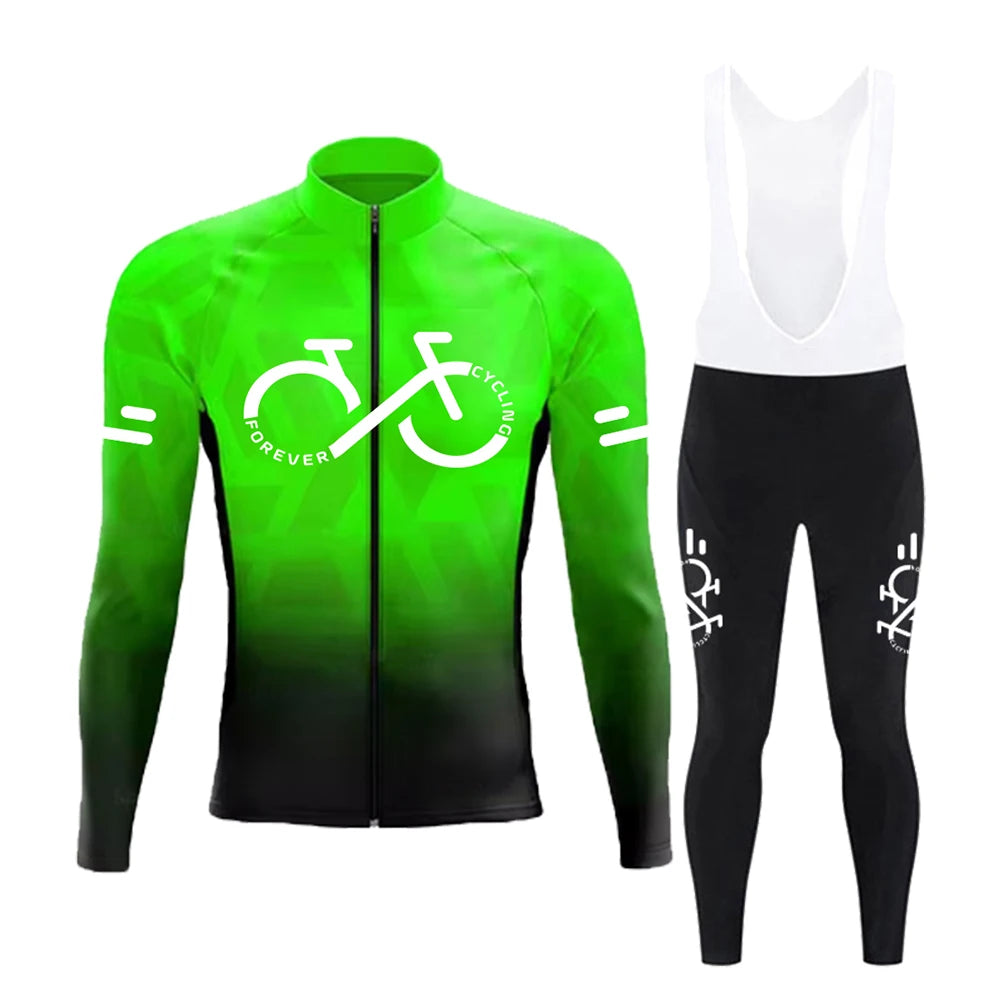 Cycling Jersey Set Summer Long Sleeve Gradient MTB Bike Cycling Clothing Breathable Ropa Ciclismo Men's Road Bicycle Sportswear