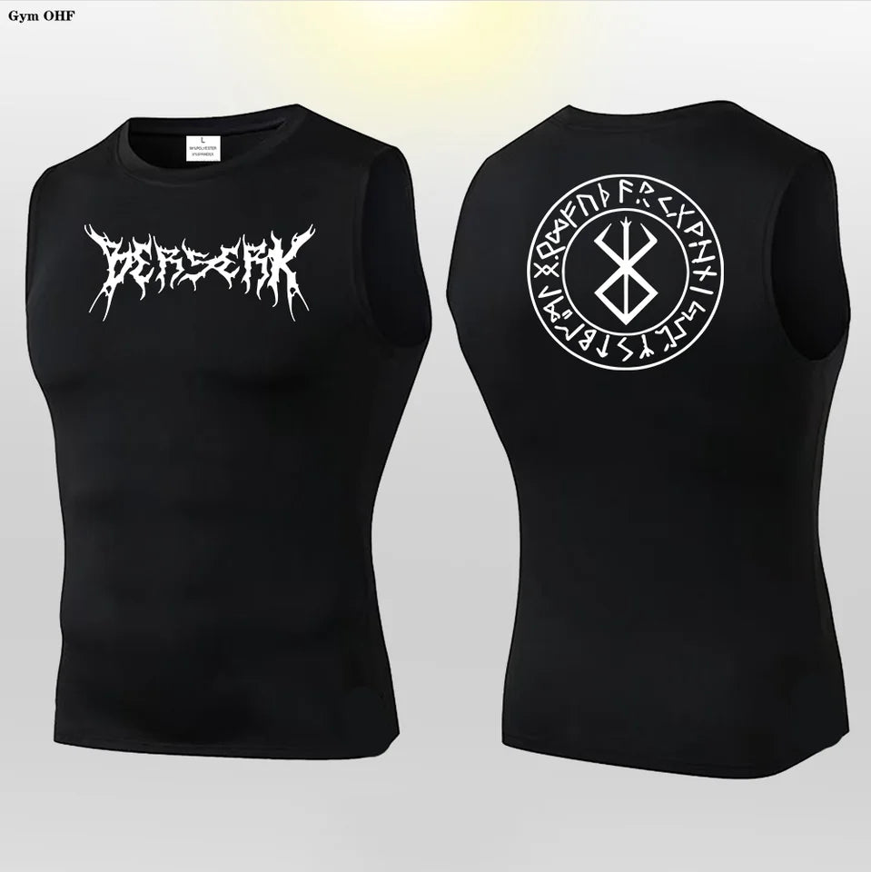 Anime Berserk Guts Print Compression Vest Men Gym Fitness Mens Vest Quick Dry Bodybuilding Tank Top Muscle Sleeveless Shirt