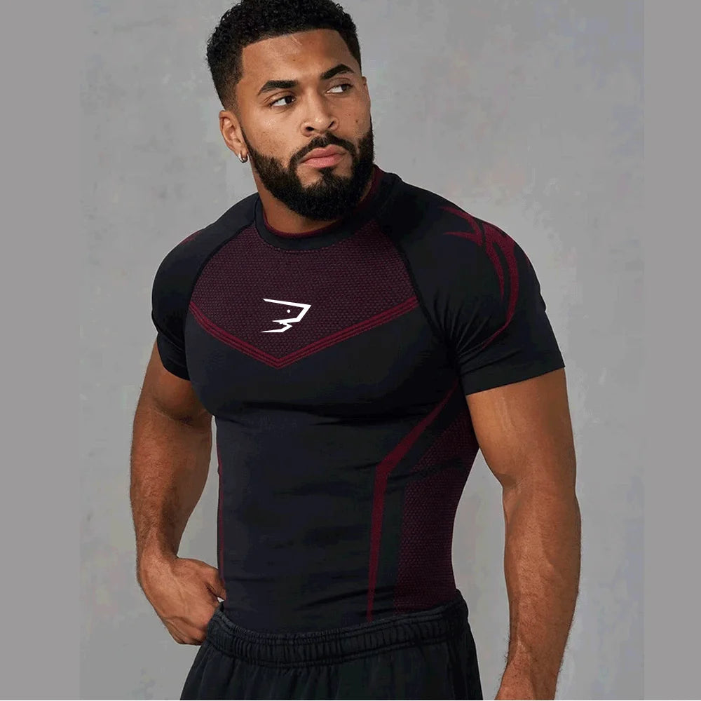 Compression Sport T-shirt Man Running Long Sleeve T Shirt Elastic Fitness Athletic Tee Gym Workout Sportwear Top Sun Protection
