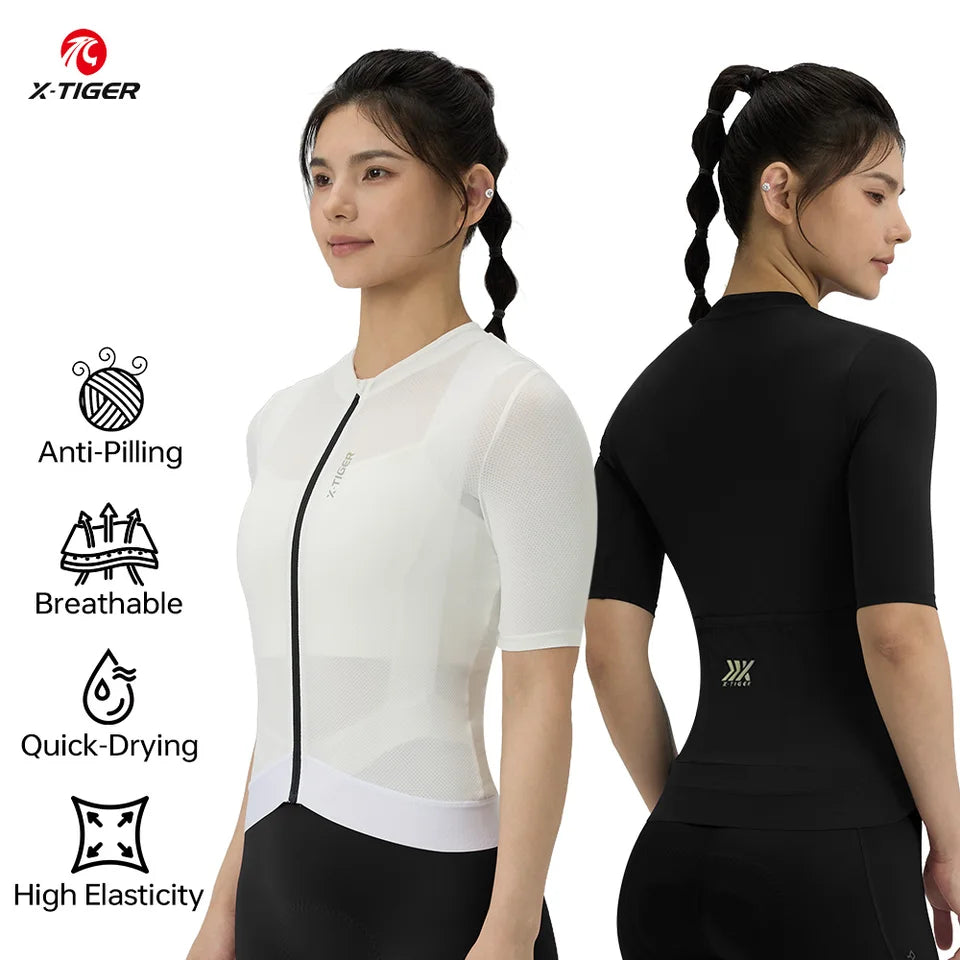 X-TIGER Women's Cycling Jersey Road MTB Bike Short Sleeve Jersey  Female Summer Anti-UV Cycling Bicycle Jersey Pro Slim Fit