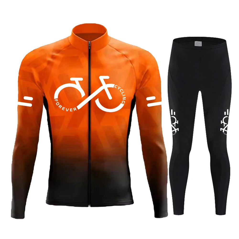 Cycling Jersey Set Summer Long Sleeve Gradient MTB Bike Cycling Clothing Breathable Ropa Ciclismo Men's Road Bicycle Sportswear