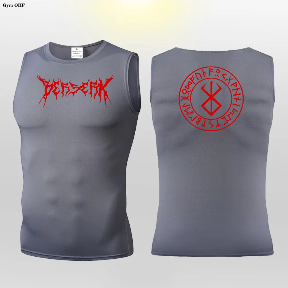 Anime Berserk Guts Print Compression Vest Men Gym Fitness Mens Vest Quick Dry Bodybuilding Tank Top Muscle Sleeveless Shirt