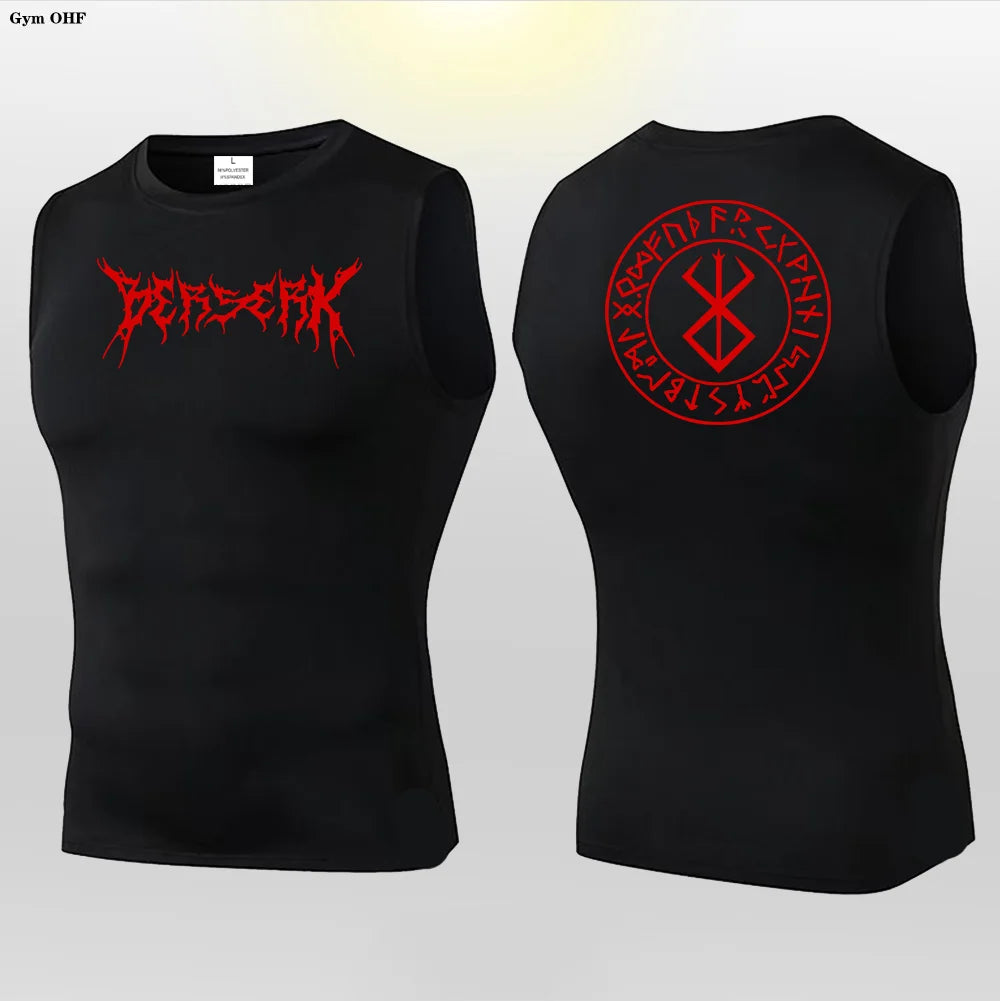 Anime Berserk Guts Print Compression Vest Men Gym Fitness Mens Vest Quick Dry Bodybuilding Tank Top Muscle Sleeveless Shirt