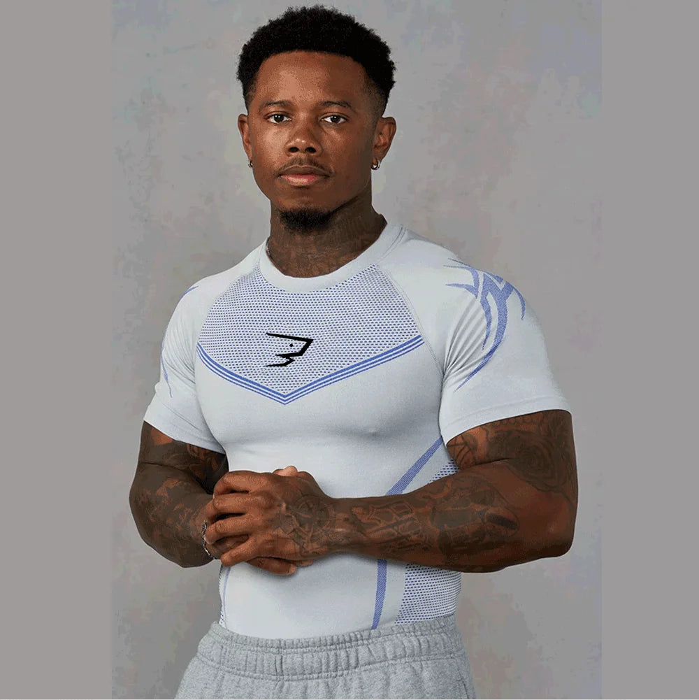Compression Sport T-shirt Man Running Long Sleeve T Shirt Elastic Fitness Athletic Tee Gym Workout Sportwear Top Sun Protection