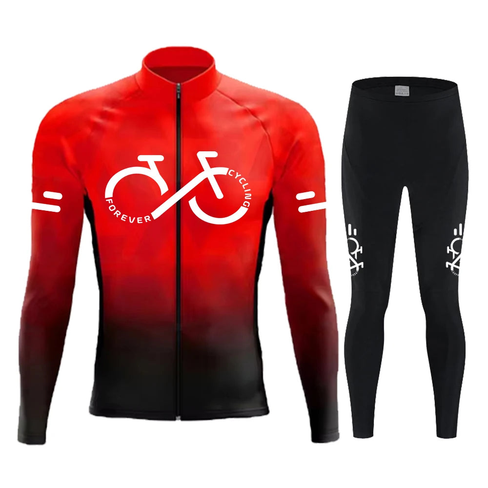 Cycling Jersey Set Summer Long Sleeve Gradient MTB Bike Cycling Clothing Breathable Ropa Ciclismo Men's Road Bicycle Sportswear