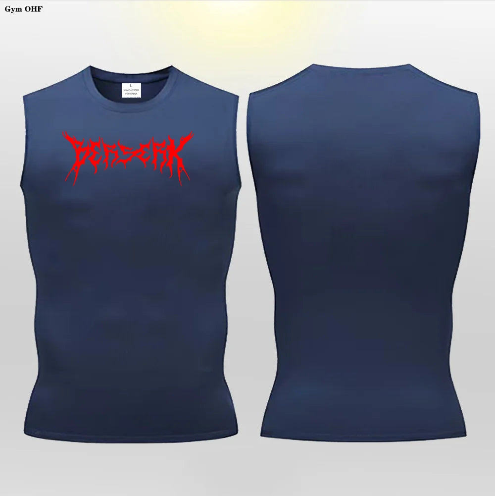 Anime Berserk Guts Print Compression Vest Men Gym Fitness Mens Vest Quick Dry Bodybuilding Tank Top Muscle Sleeveless Shirt