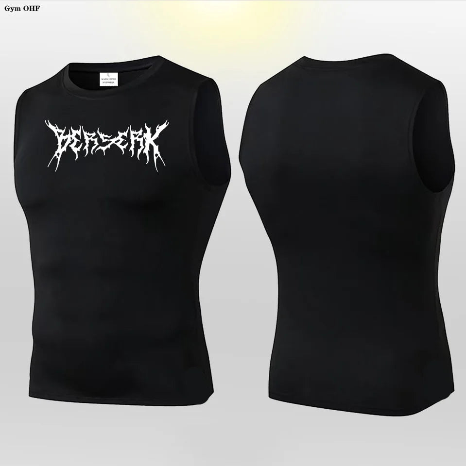 Anime Berserk Guts Print Compression Vest Men Gym Fitness Mens Vest Quick Dry Bodybuilding Tank Top Muscle Sleeveless Shirt