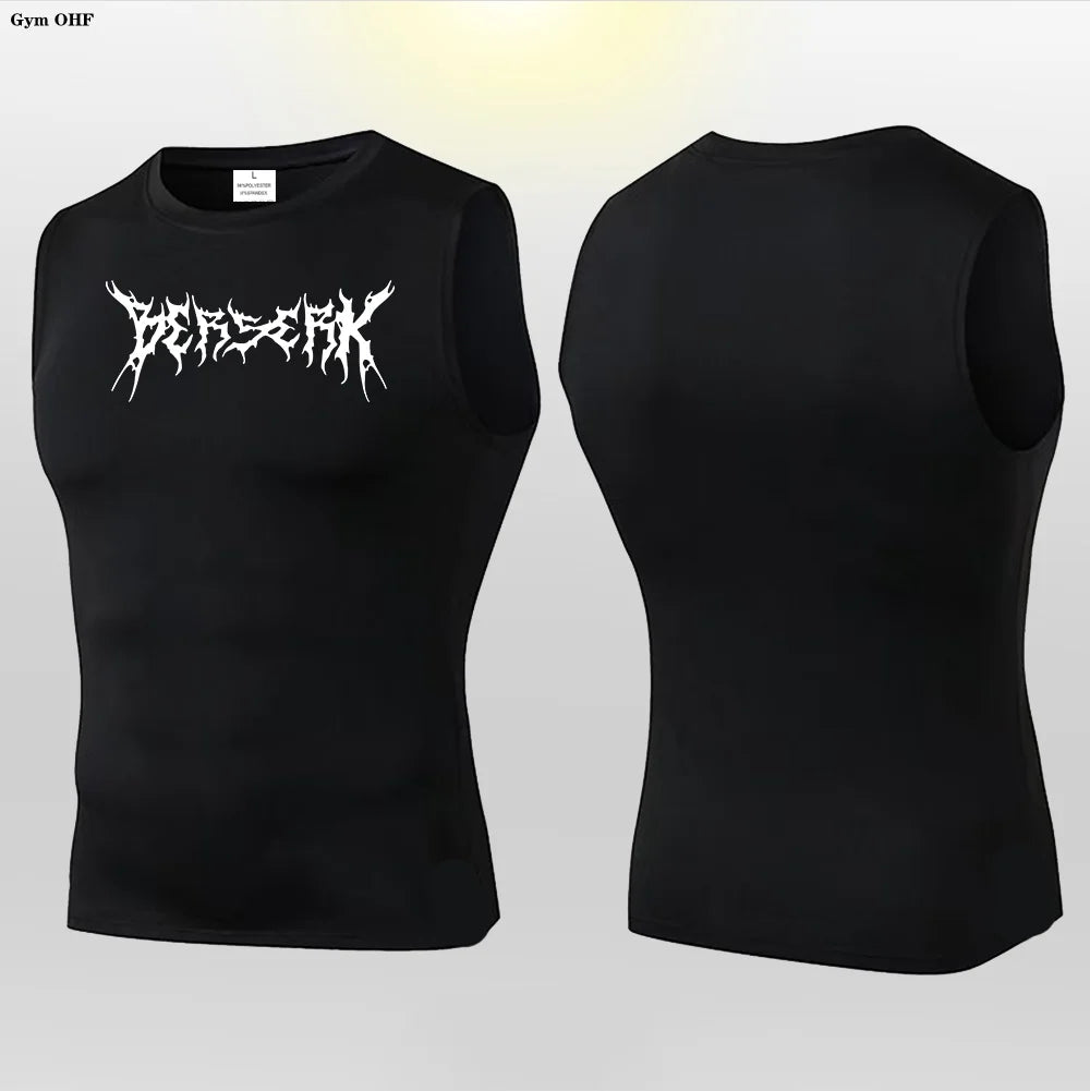 Anime Berserk Guts Print Compression Vest Men Gym Fitness Mens Vest Quick Dry Bodybuilding Tank Top Muscle Sleeveless Shirt