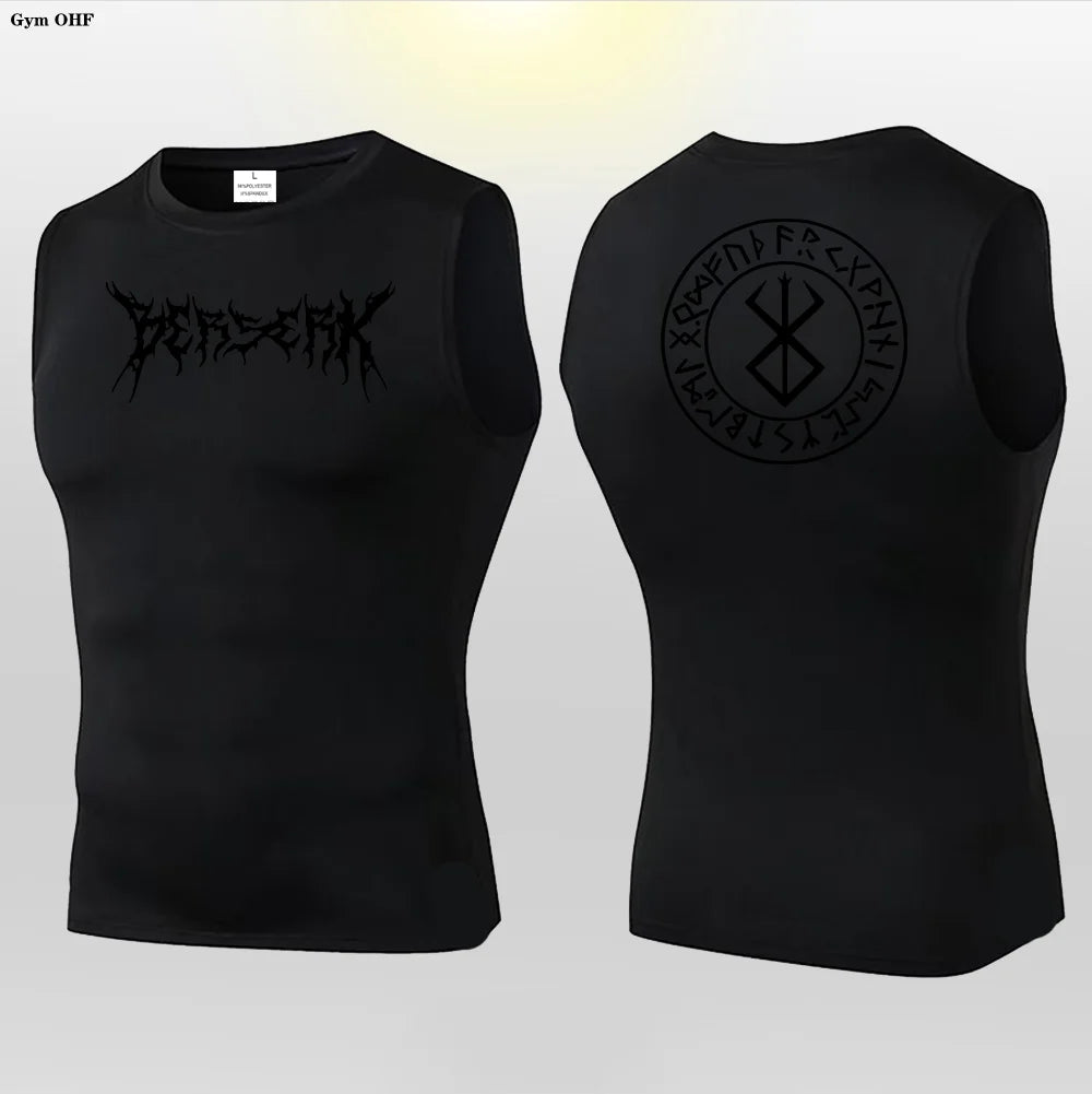 Anime Berserk Guts Print Compression Vest Men Gym Fitness Mens Vest Quick Dry Bodybuilding Tank Top Muscle Sleeveless Shirt