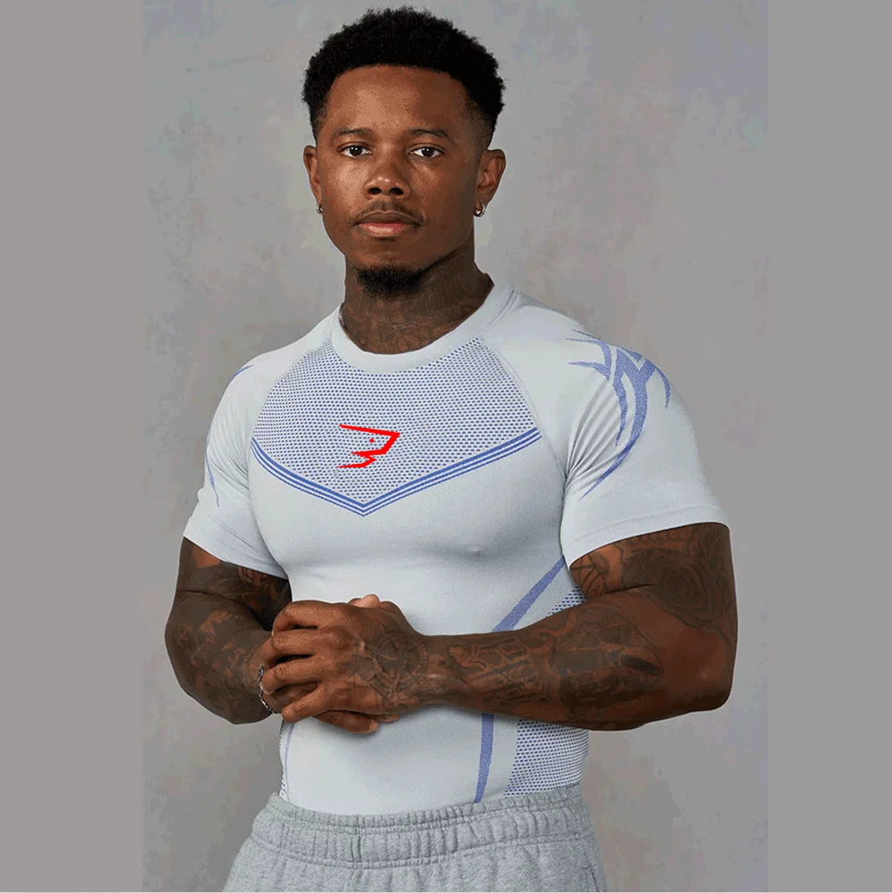 Compression Sport T-shirt Man Running Long Sleeve T Shirt Elastic Fitness Athletic Tee Gym Workout Sportwear Top Sun Protection