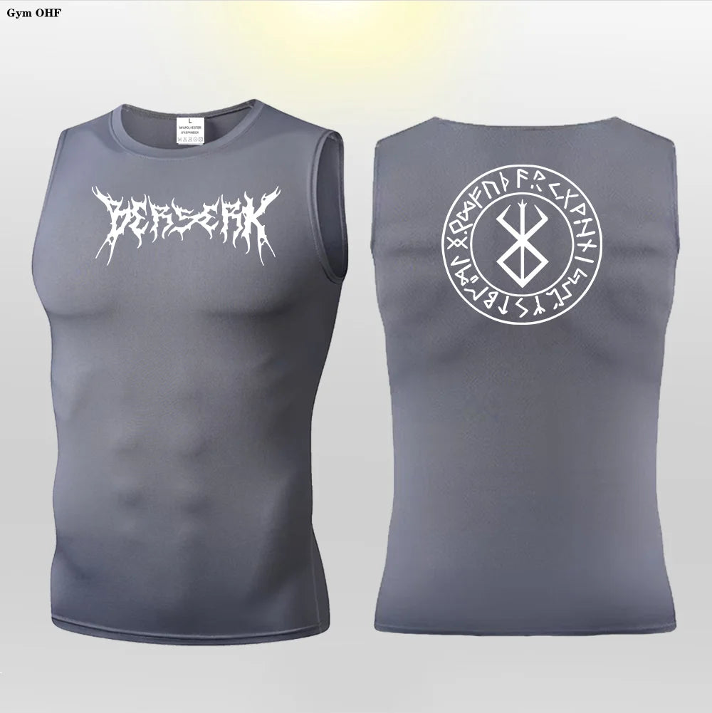 Anime Berserk Guts Print Compression Vest Men Gym Fitness Mens Vest Quick Dry Bodybuilding Tank Top Muscle Sleeveless Shirt