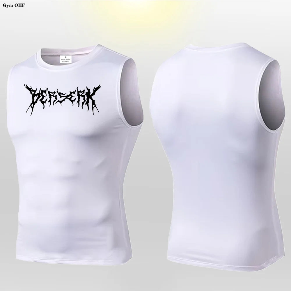 Anime Berserk Guts Print Compression Vest Men Gym Fitness Mens Vest Quick Dry Bodybuilding Tank Top Muscle Sleeveless Shirt