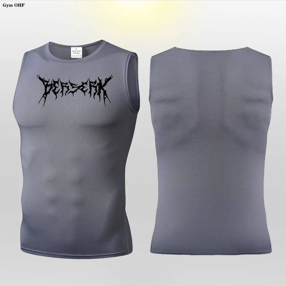 Anime Berserk Guts Print Compression Vest Men Gym Fitness Mens Vest Quick Dry Bodybuilding Tank Top Muscle Sleeveless Shirt