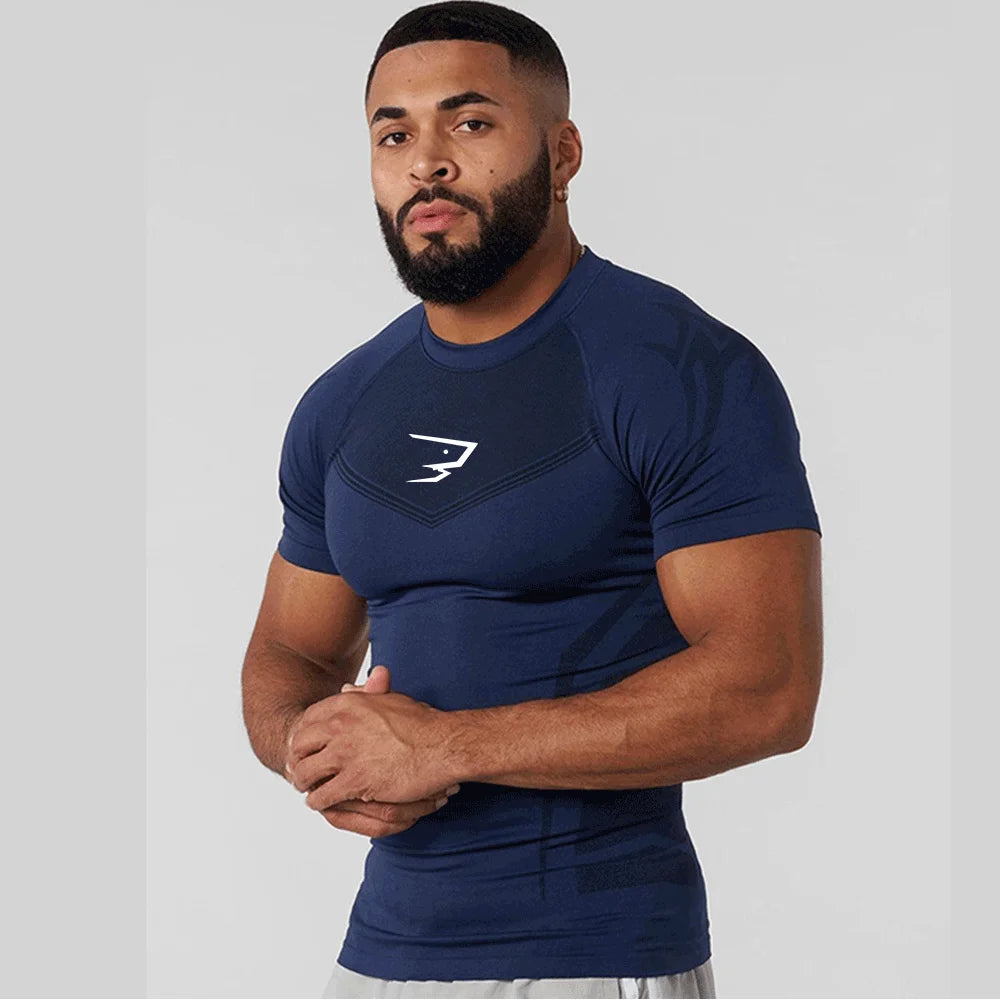 Compression Sport T-shirt Man Running Long Sleeve T Shirt Elastic Fitness Athletic Tee Gym Workout Sportwear Top Sun Protection