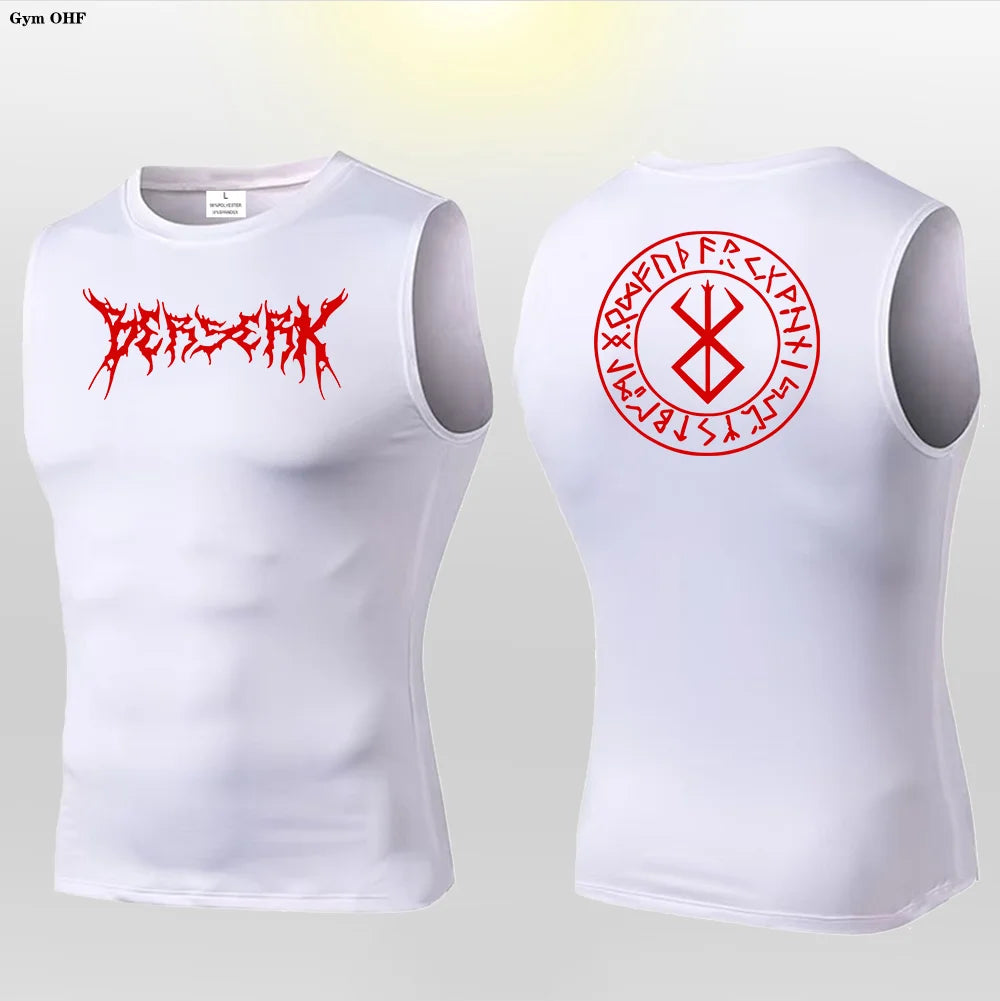 Anime Berserk Guts Print Compression Vest Men Gym Fitness Mens Vest Quick Dry Bodybuilding Tank Top Muscle Sleeveless Shirt